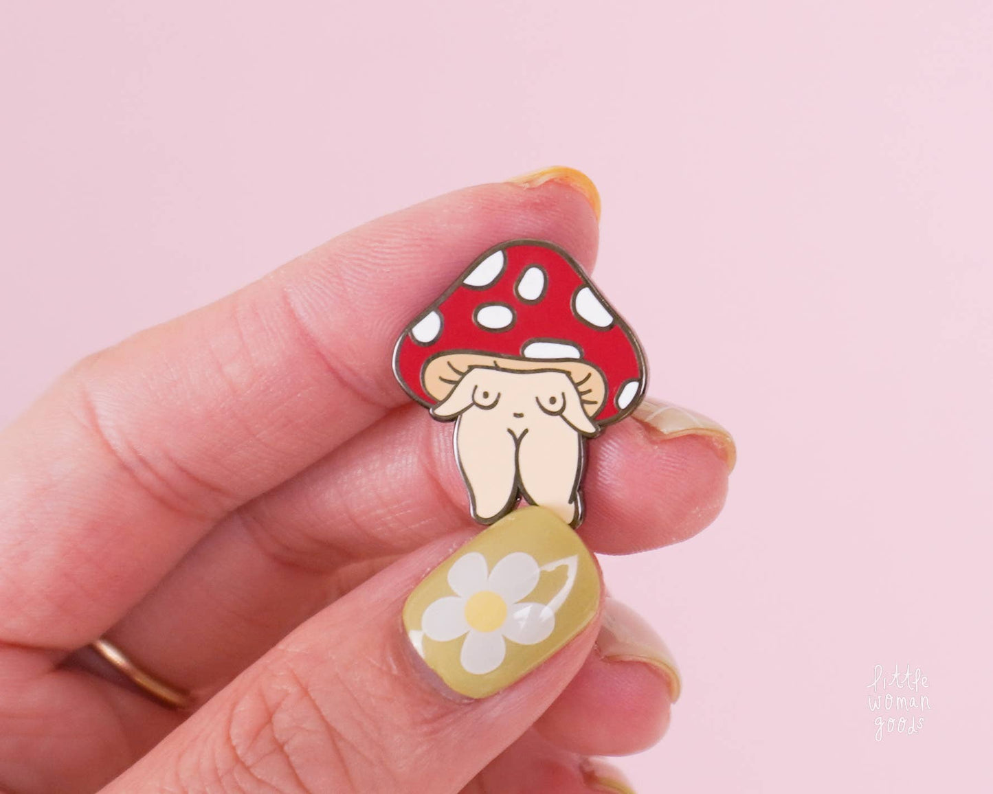 Mushroom Girl Enamel Pin - Cottagecore Forest Feminist Art
