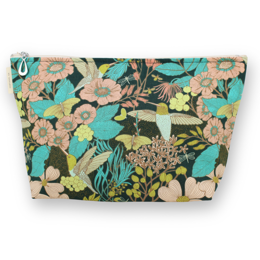 The Large Makeup Bag | Lined Zip Pouch | Cotton