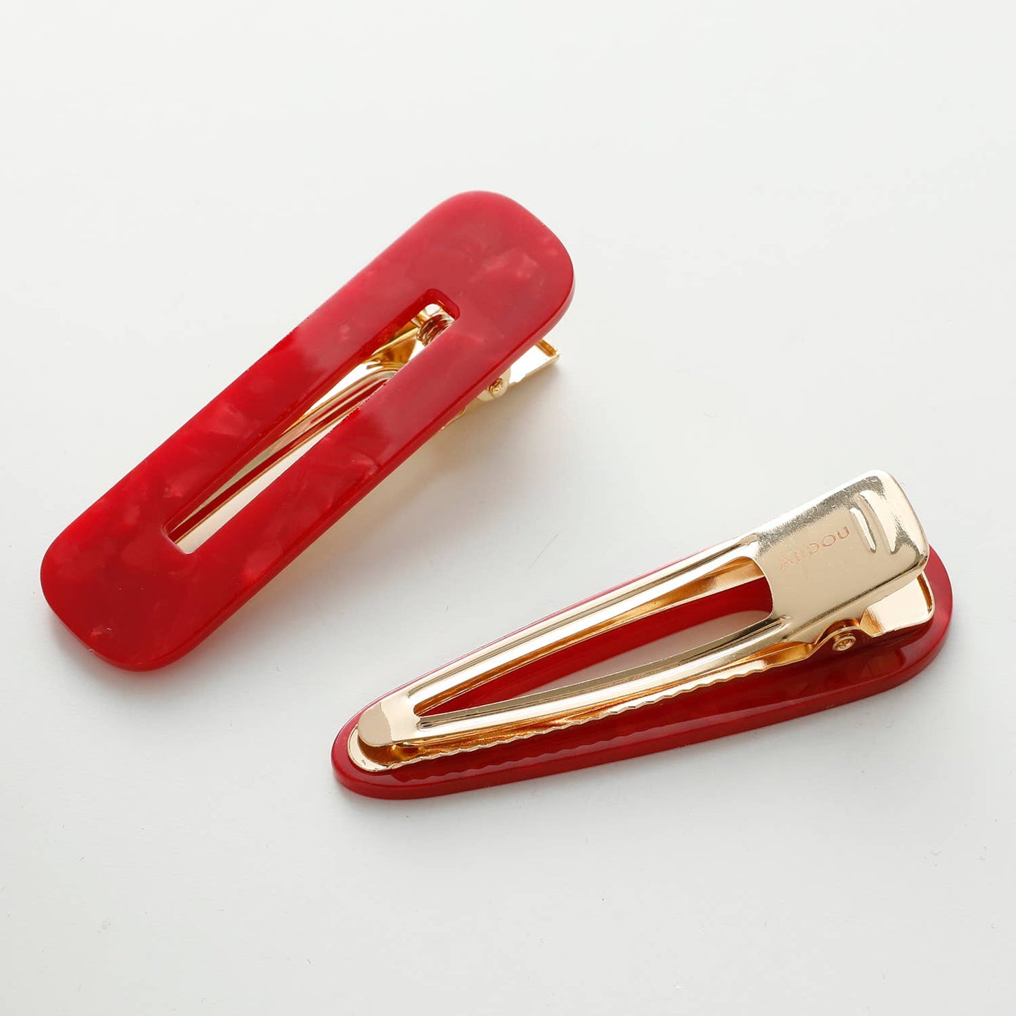 Red Printed Barrette Hair Clip