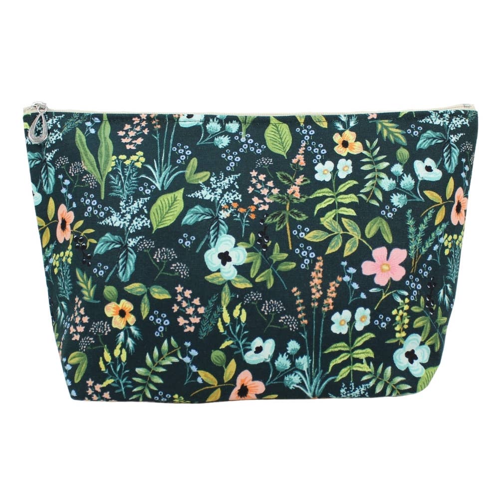 The Large Makeup Bag | Lined Zip Pouch | Cotton