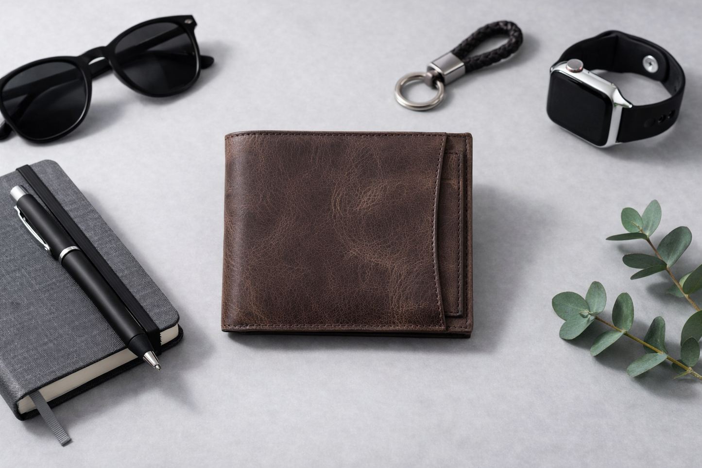Leather Wallet with Card Holder, Bifold Kangaroo Wallet
