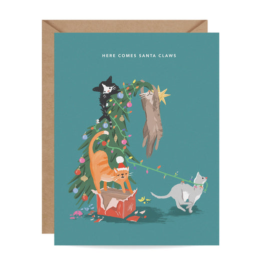 Here Comes Santa Claws Christmas Card