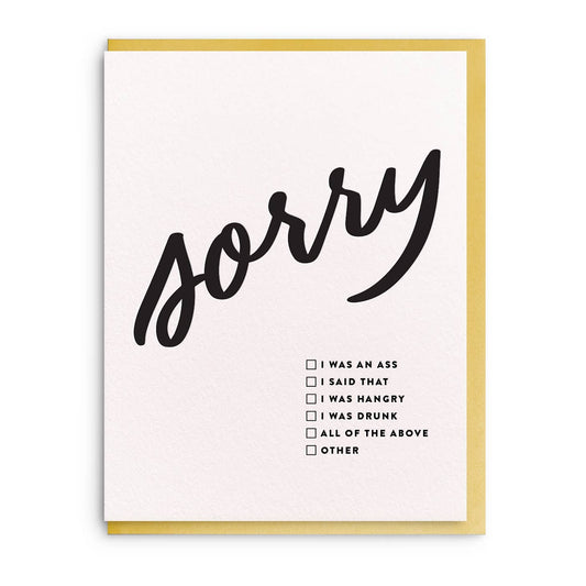 Sorry Checkbox - Letterpress Sympathy Card