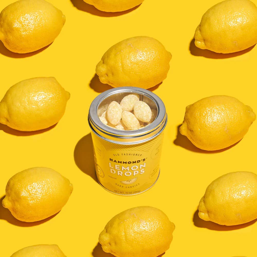 Old-Fashioned Pantry Candy - Natural Lemon Drops - 10 oz Tin