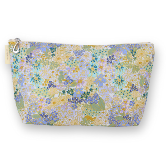 The Medium Makeup Bag | Lined Zip Pouch | Metallic Cotton