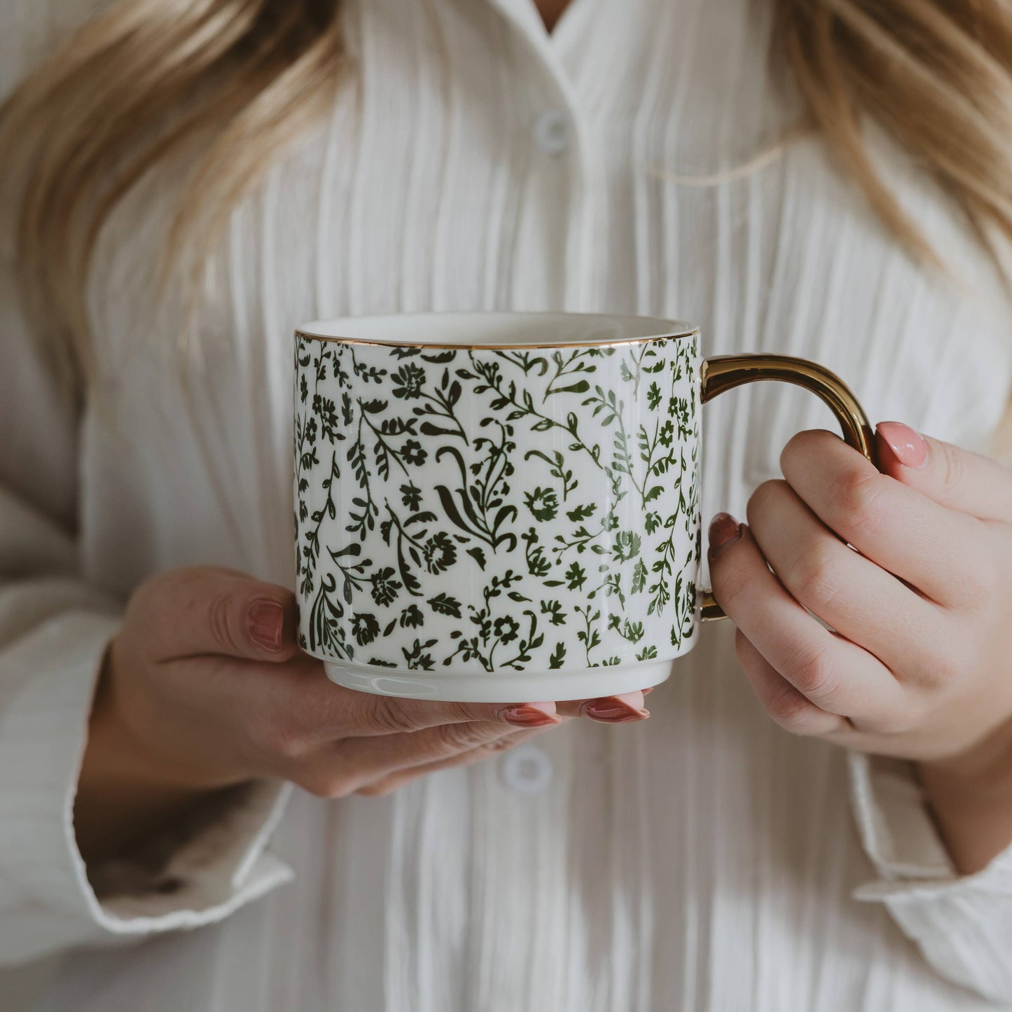 Green Floral - Coffee Mug
