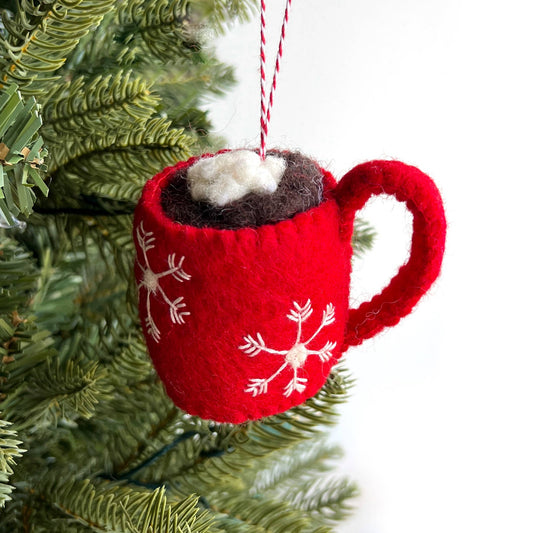 Hot Chocolate Felt Wool Christmas Ornament