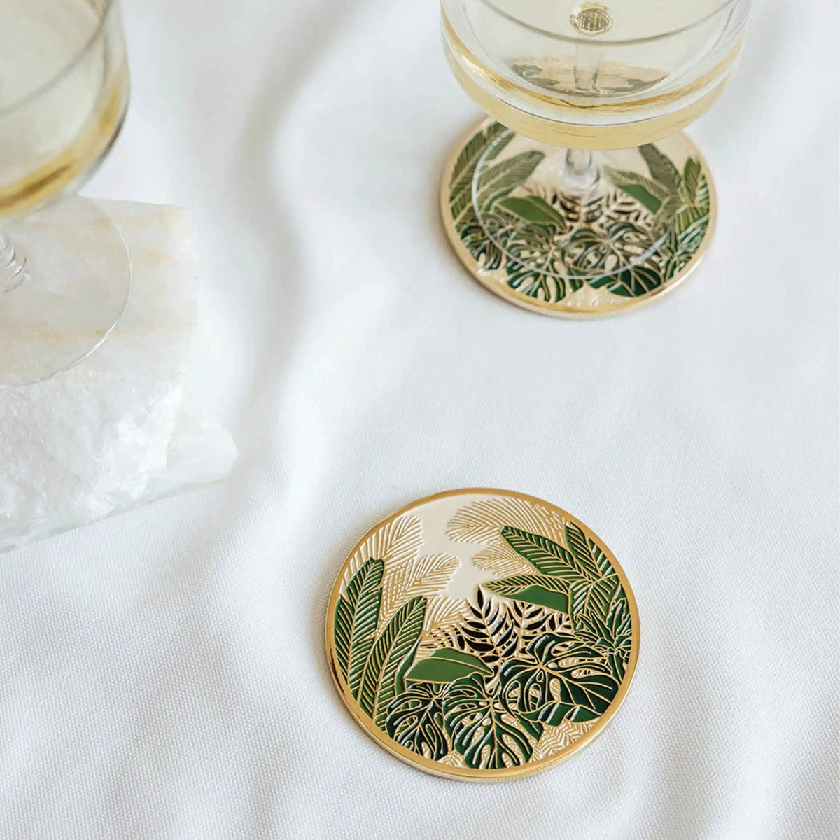 Tropical Conservatory Gold Drink Coasters | Hostess Gifts