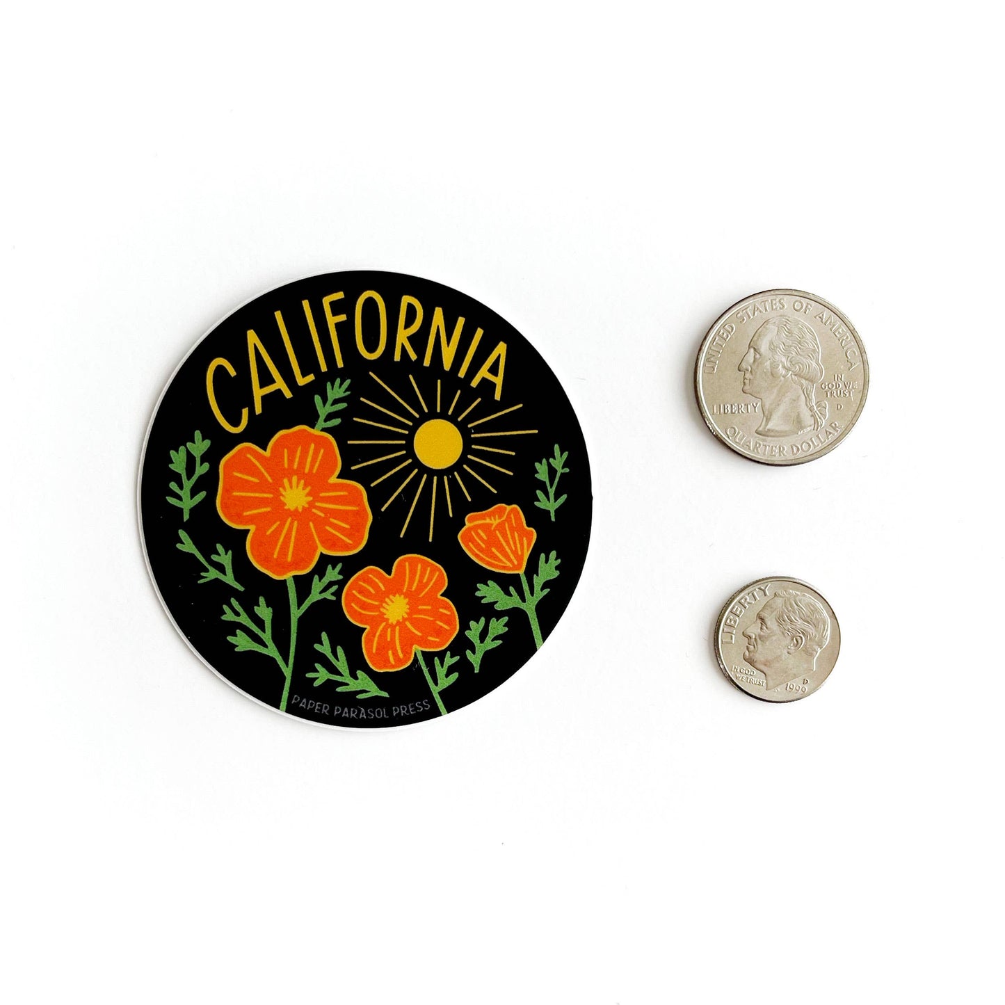 California Poppy Sun Black Sticker