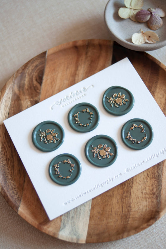 Set of 6 Green Sequoia Wax Stickers