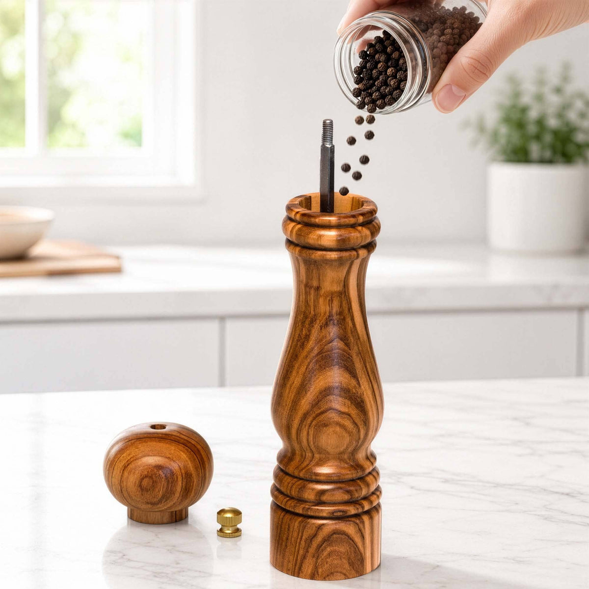 Rock & Branch® Olive Wood Refillable Pepper Grinder, 8-1/4"