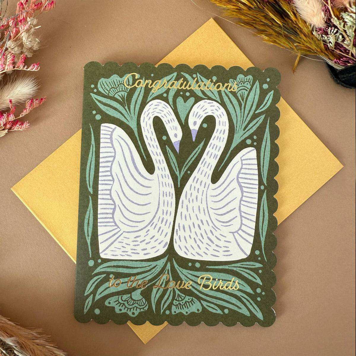 Wedding Folk Swans Card