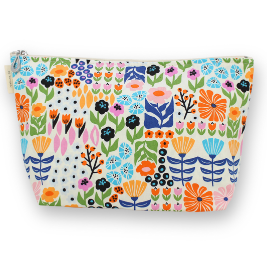 The Large Makeup Bag | Lined Zip Pouch | Cotton
