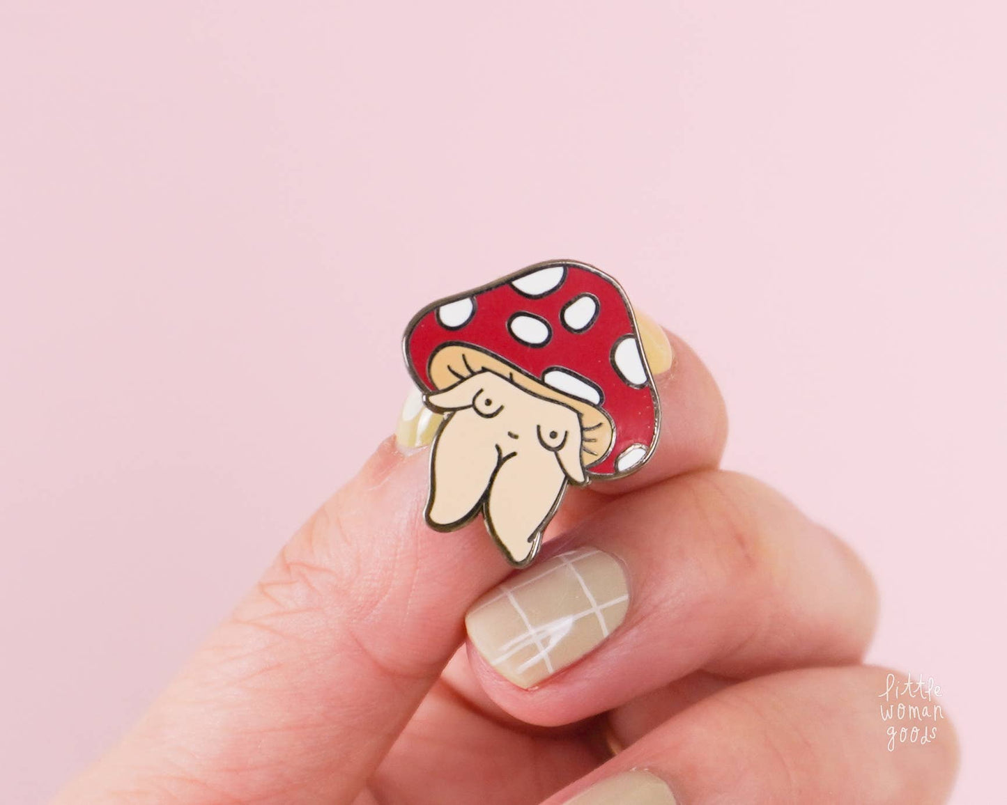 Mushroom Girl Enamel Pin - Cottagecore Forest Feminist Art