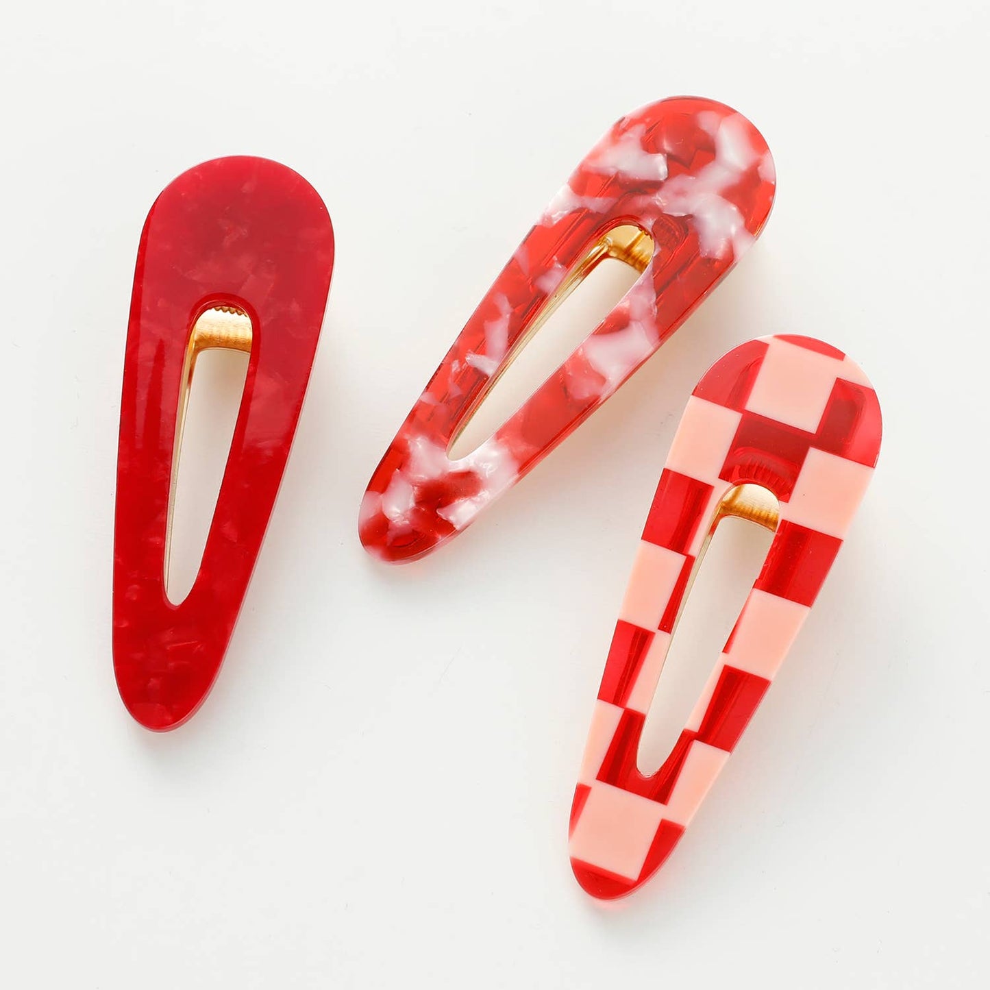 Red Printed Barrette Hair Clip