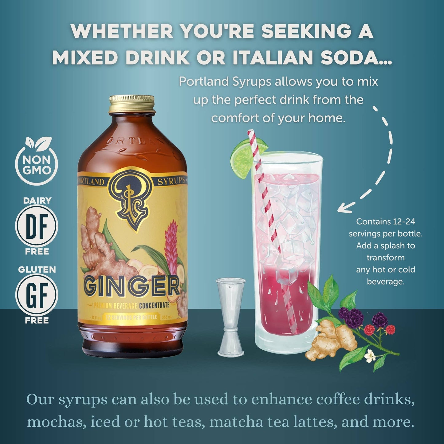 Ginger Syrup 12oz  - cocktail / mocktail beverage mixer