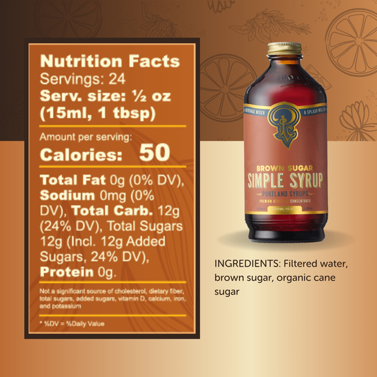 Brown Sugar Simple Syrup 12 oz - Mixed Drinks & Coffee Syrup