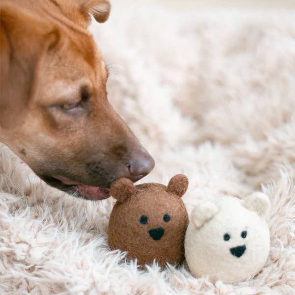 BROWN BEAR Wool Dog Toy