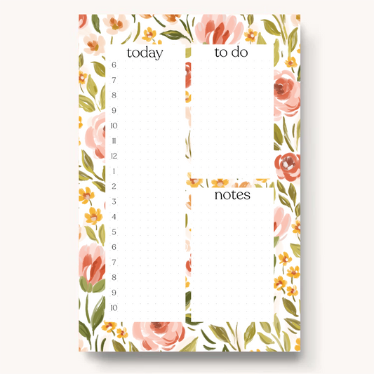 Floral Daily Planner Notepad
