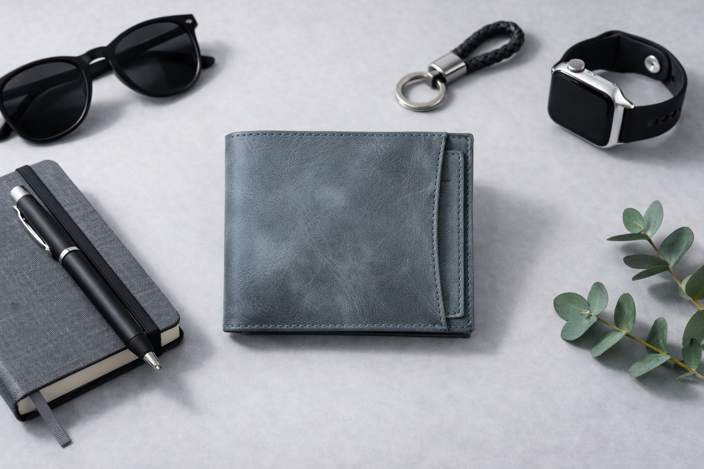Leather Wallet with Card Holder, Bifold Kangaroo Wallet