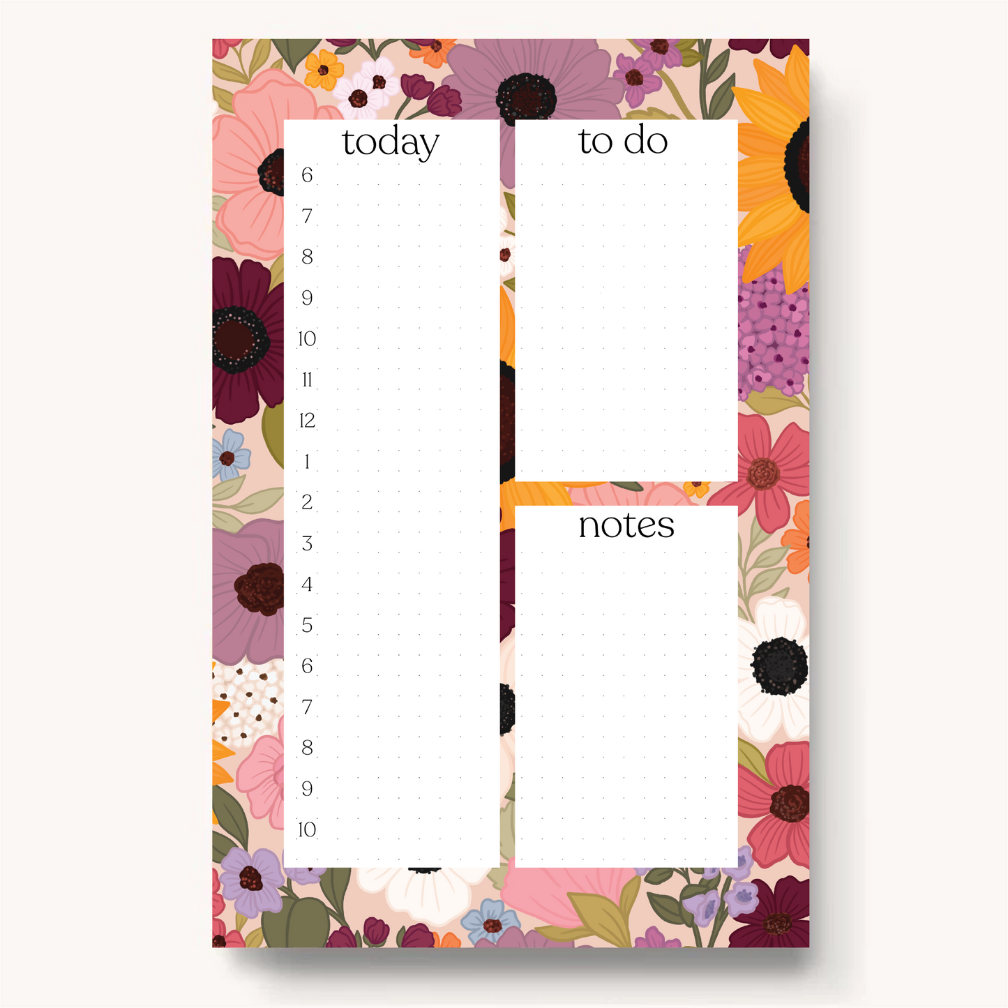Floral Daily Planner Notepad