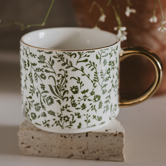 Green Floral - Coffee Mug