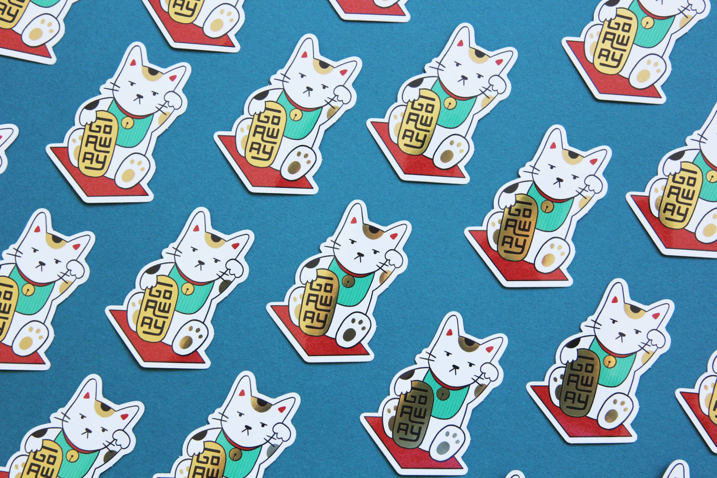 Go Away Maneki Neko Cat Sticker