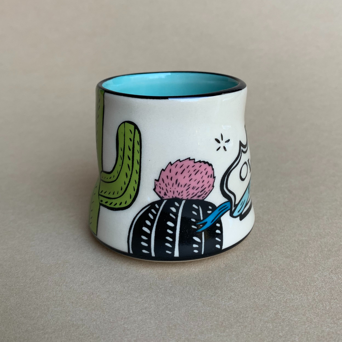 Lucky Elf Owl Cup- Small Ceramic Christmas Holiday Gift Mug