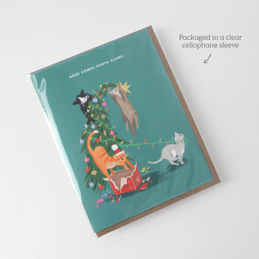 Here Comes Santa Claws Christmas Card