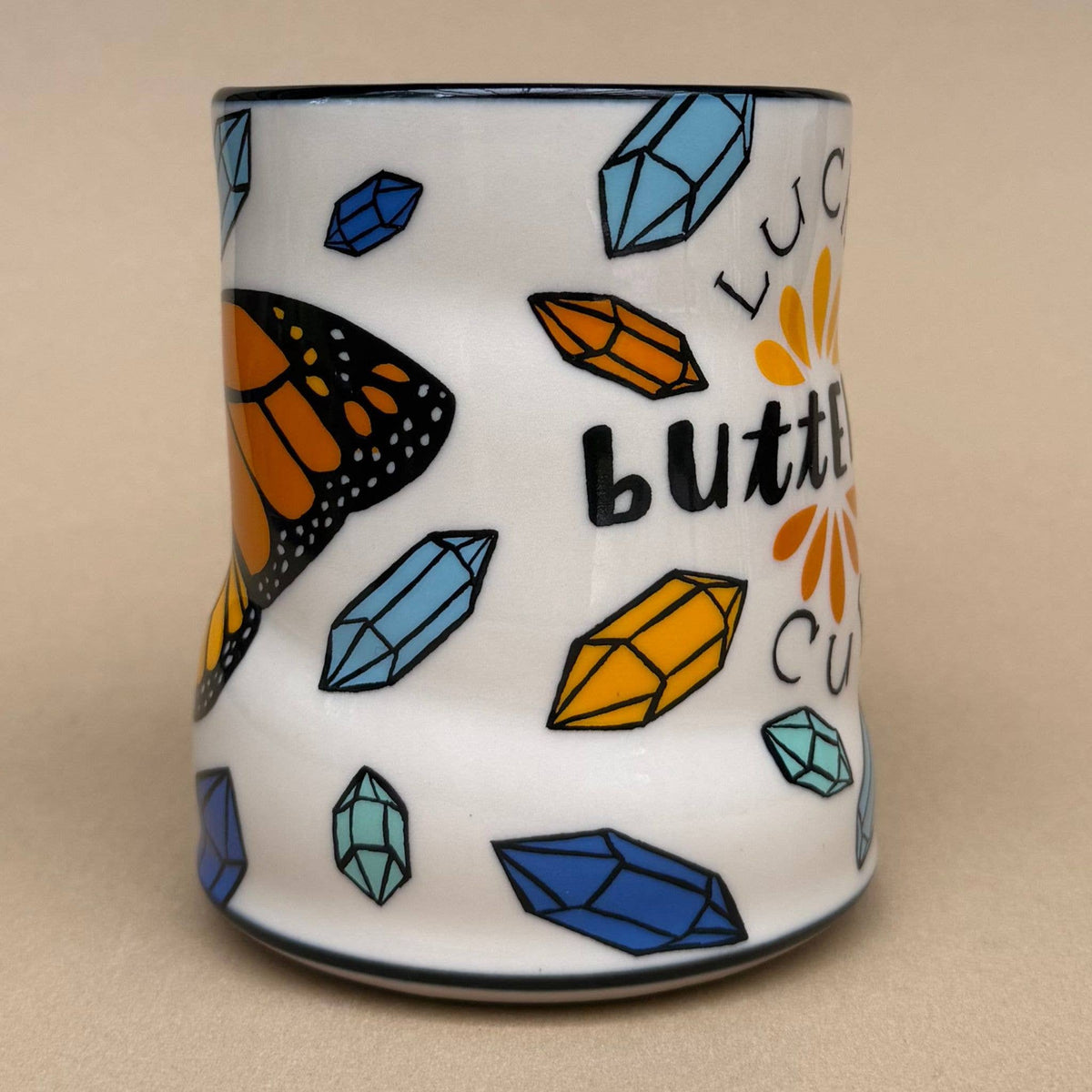 Lucky Butterfly Cup - XLarge Ceramic Mug - 16oz