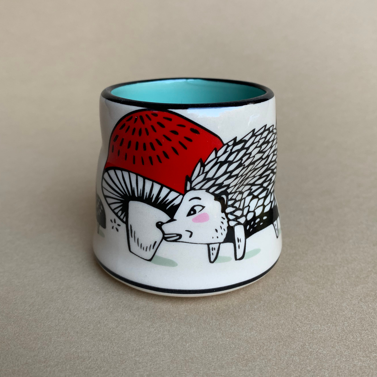 Lucky Hedgehog Cup - Small Ceramic Christmas Holiday Mug