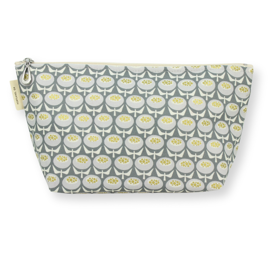 The Medium Makeup Bag | Lined Zip Pouch | Metallic Cotton