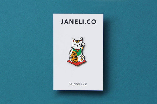 Go Away Maneki Neko Cat Enamel Pin