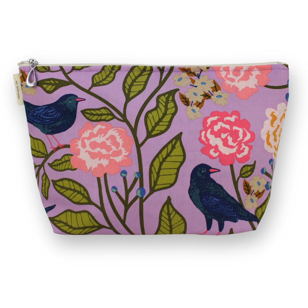 The Large Makeup Bag | Lined Zip Pouch | Cotton