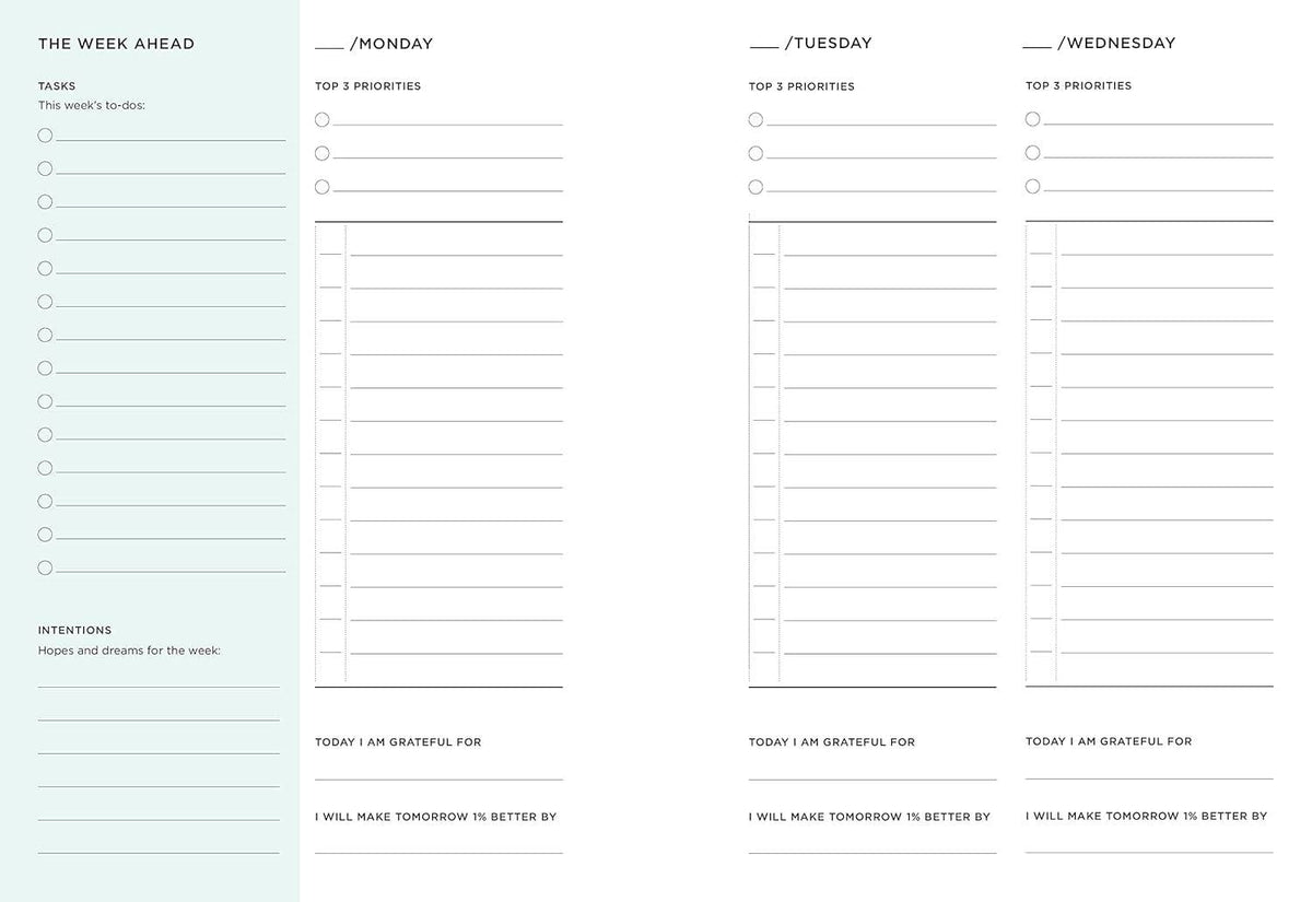 52 Lists Planner Undated 12-month Monthly/Weekly Spiralbound