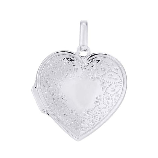 Silver Floral Heart Locket