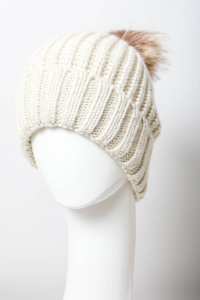 Metallic Cozy Soft Rib Knit Pom Beanie – Fall & Winter Style