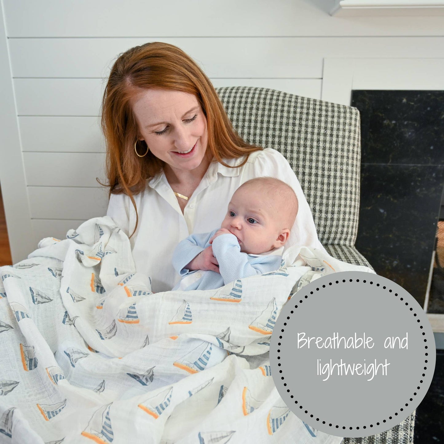 Muslin Swaddling Blanket - Sailing