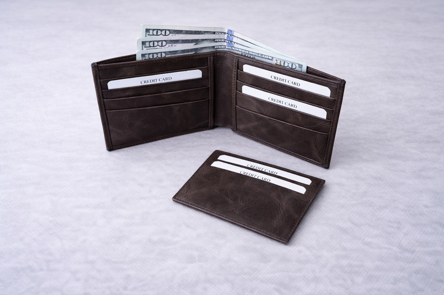 Leather Wallet with Card Holder, Bifold Kangaroo Wallet