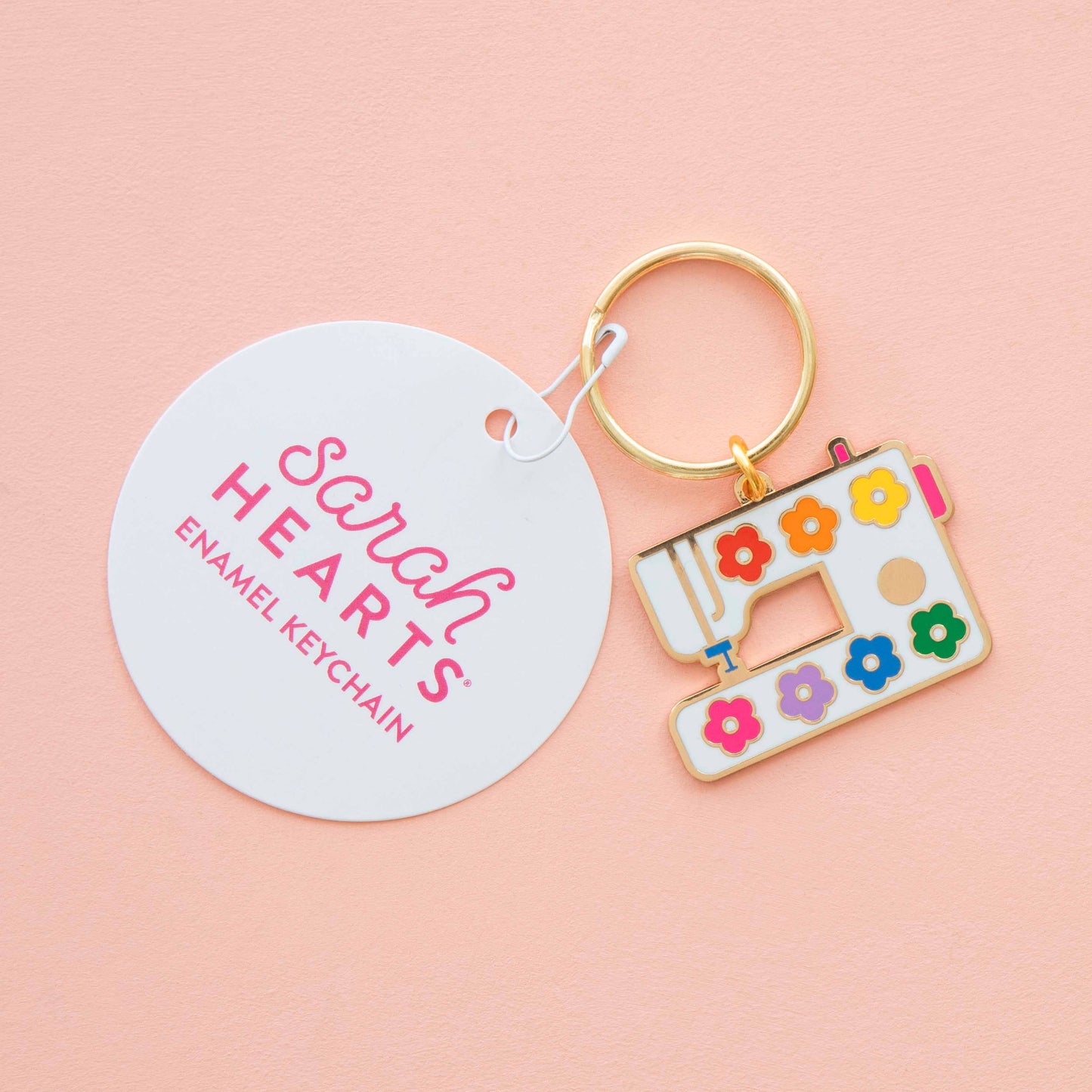 Daisy Sewing Machine Enamel Keychain - Bag Charm