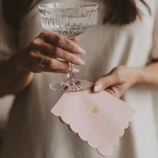 Pink w/ Gold Foil Heart Cocktail Napkins - Home Decor
