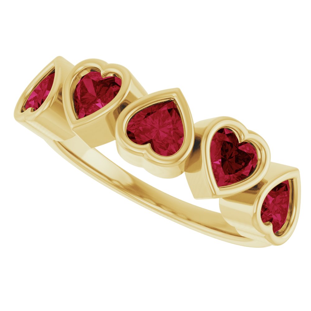 Five Stone Heart Ring