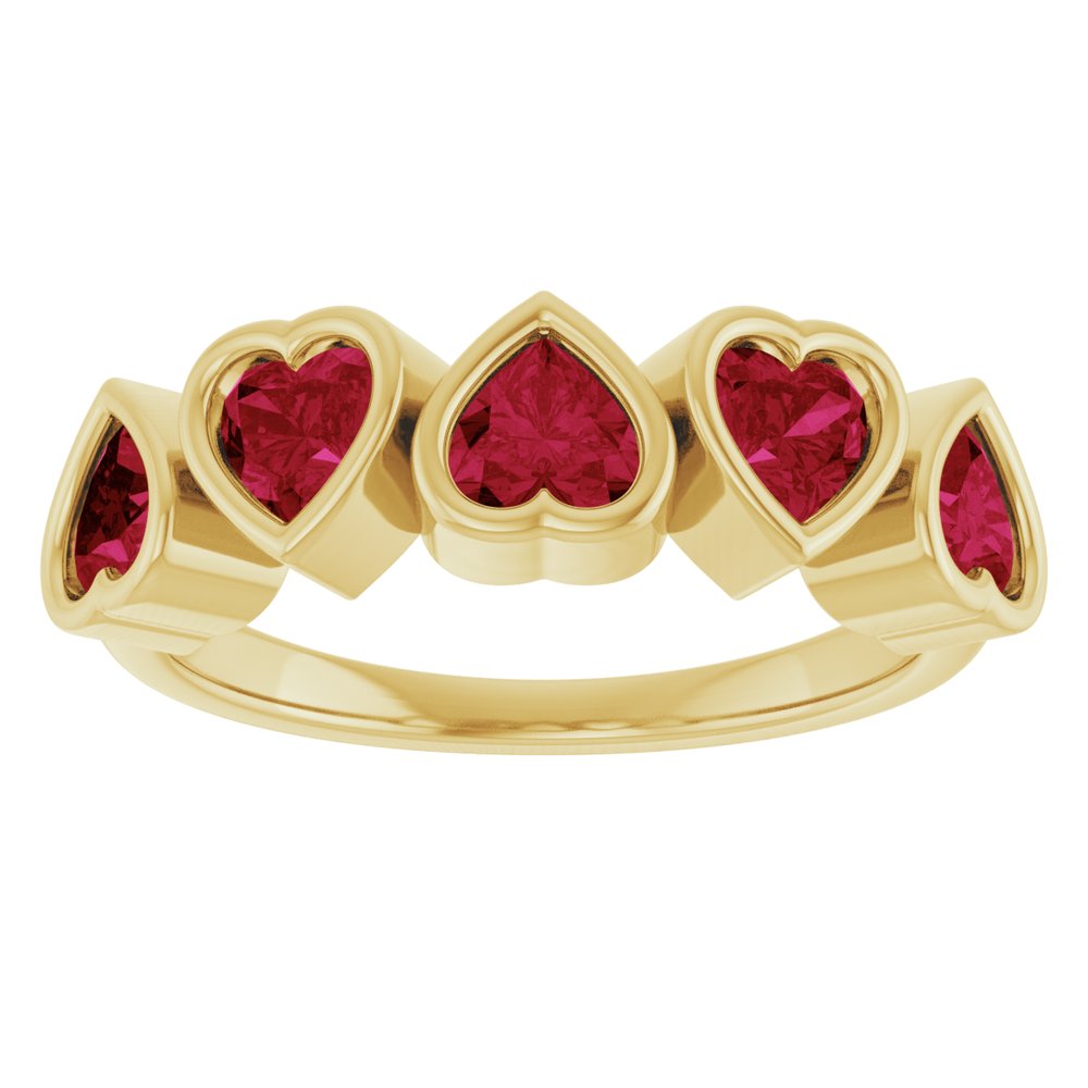 Five Stone Heart Ring