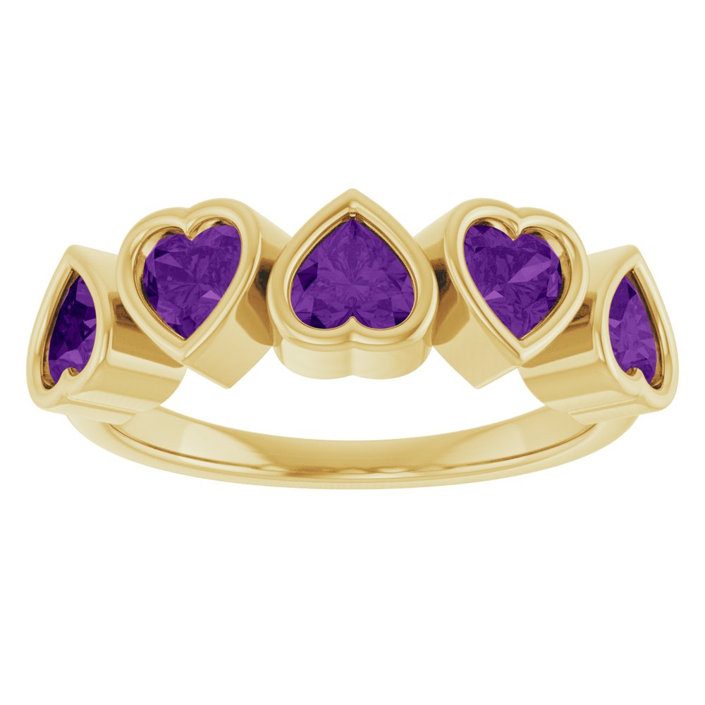 Five Stone Heart Ring