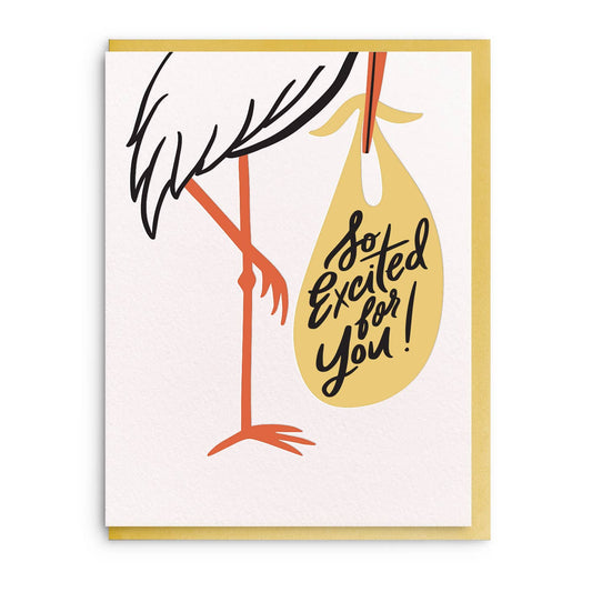 Stork - Letterpress Baby Greeting Card