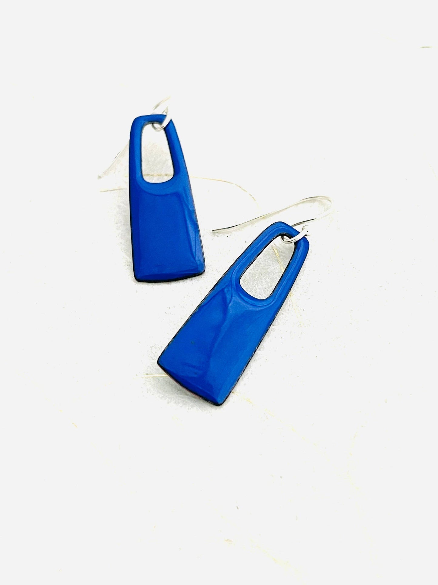 Small Rectangle Earrings, Ultramarine Blue Enamel