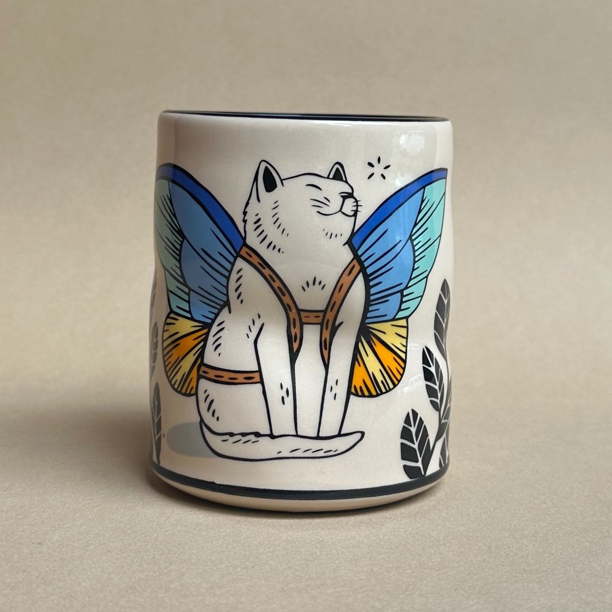 Sun Dappled Cat Spark Cup - Large Ceramic Christmas Holiday