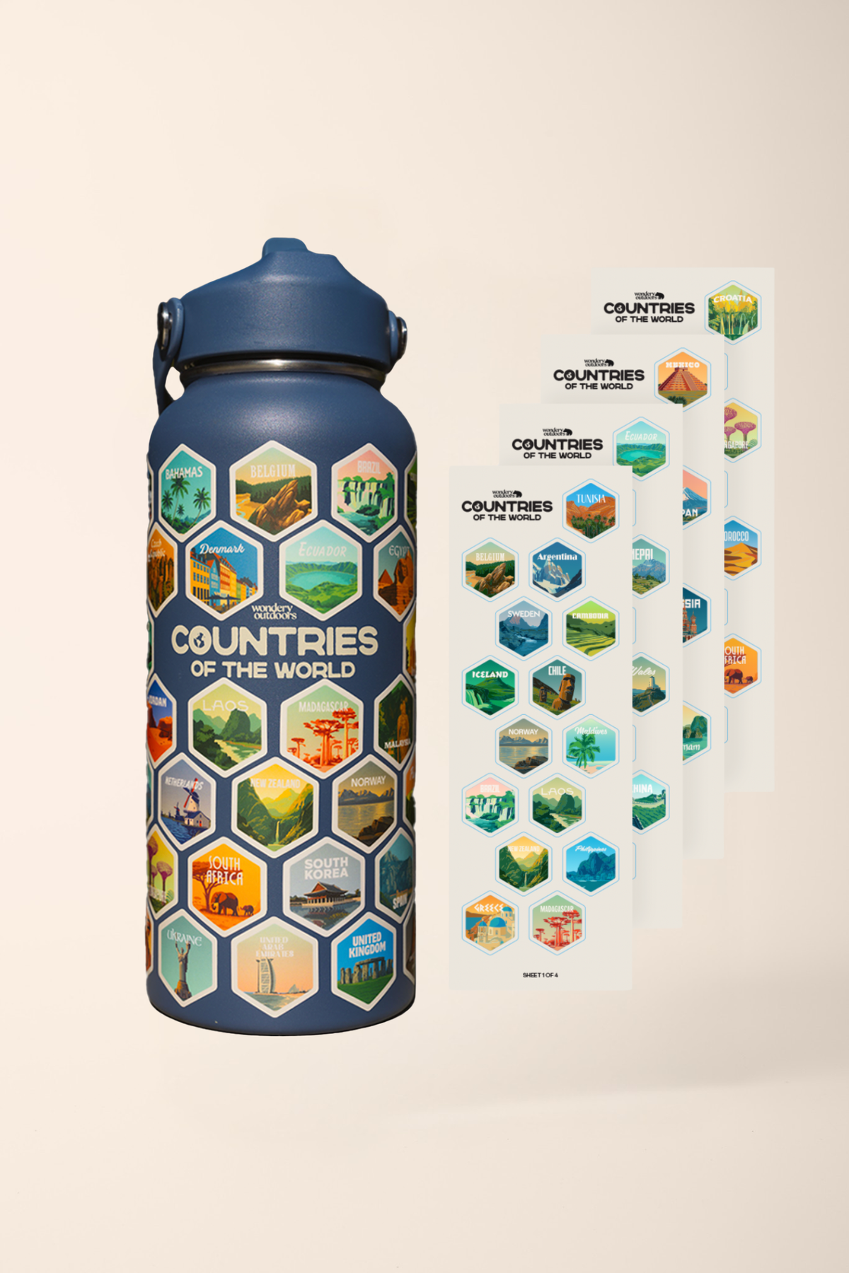 Countries of the World Bucket List Bottle 32oz