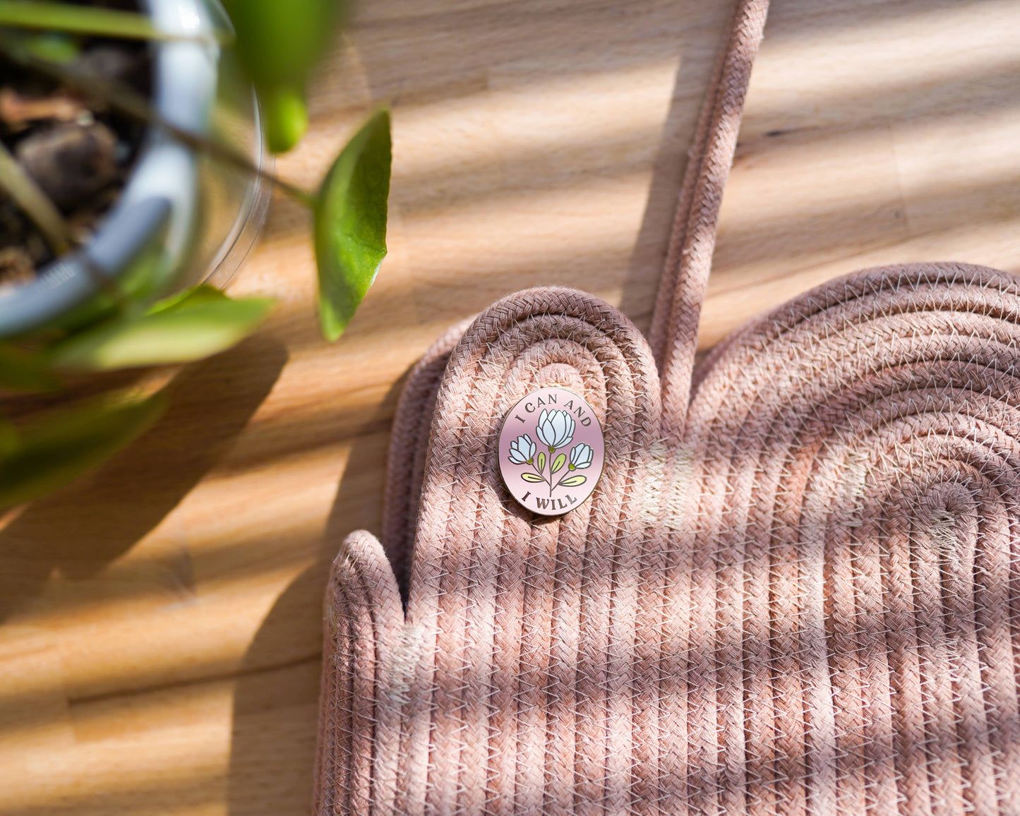 I Can & I Will Enamel Pin- Empowering Pink Floral Feminist