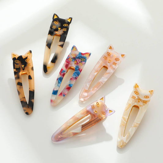 Pointed Cat Face Barrette Hair Clip